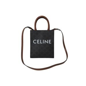 CELINE Vertical Triomphe Canvas Shoulder Bag Brown Logo